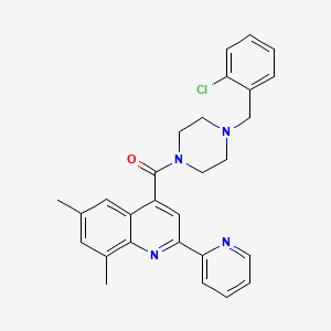 4-{[4-(2-chlorobenzyl)-1-piperazinyl]carbonyl}-6,8-dimethyl-2-(2-pyridinyl)quinoline