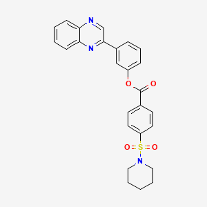 molecular formula C26H23N3O4S B3504768 3-(2-quinoxalinyl)phenyl 4-(1-piperidinylsulfonyl)benzoate 