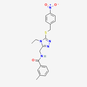 molecular formula C20H21N5O3S B3504786 N-[[4-ethyl-5-[(4-nitrophenyl)methylsulfanyl]-1,2,4-triazol-3-yl]methyl]-3-methylbenzamide 