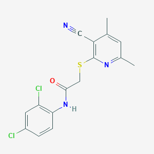 molecular formula C16H13Cl2N3OS B3504846 2-[(3-cyano-4,6-dimethylpyridin-2-yl)thio]-N-(2,4-dichlorophenyl)acetamide 