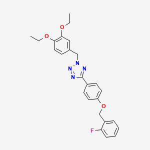molecular formula C25H25FN4O3 B3504877 2-(3,4-diethoxybenzyl)-5-{4-[(2-fluorobenzyl)oxy]phenyl}-2H-tetrazole 