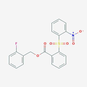 molecular formula C20H14FNO6S B3504917 2-fluorobenzyl 2-[(2-nitrophenyl)sulfonyl]benzoate 