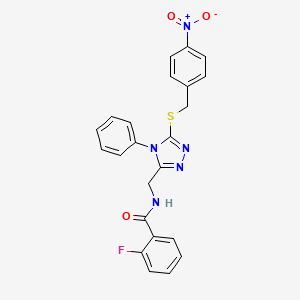 molecular formula C23H18FN5O3S B3504926 2-fluoro-N-({5-[(4-nitrobenzyl)thio]-4-phenyl-4H-1,2,4-triazol-3-yl}methyl)benzamide 