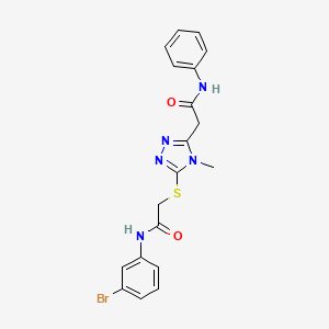 molecular formula C19H18BrN5O2S B3504949 2-{[5-(2-anilino-2-oxoethyl)-4-methyl-4H-1,2,4-triazol-3-yl]thio}-N-(3-bromophenyl)acetamide 