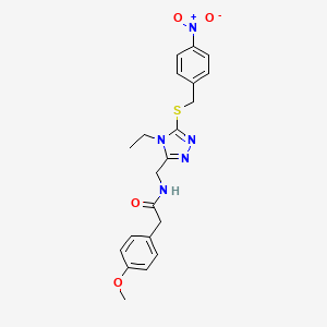 molecular formula C21H23N5O4S B3504976 N-({4-ethyl-5-[(4-nitrobenzyl)thio]-4H-1,2,4-triazol-3-yl}methyl)-2-(4-methoxyphenyl)acetamide 