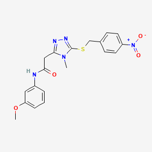 molecular formula C19H19N5O4S B3505028 N-(3-methoxyphenyl)-2-{4-methyl-5-[(4-nitrobenzyl)thio]-4H-1,2,4-triazol-3-yl}acetamide 
