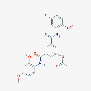 molecular formula C26H26N2O8 B3505049 3-{[(2,4-dimethoxyphenyl)amino]carbonyl}-5-{[(2,5-dimethoxyphenyl)amino]carbonyl}phenyl acetate 