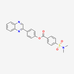 molecular formula C23H19N3O4S B3505070 4-(2-quinoxalinyl)phenyl 4-[(dimethylamino)sulfonyl]benzoate 