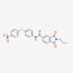 molecular formula C24H19N3O5S B3505072 N-{4-[(4-nitrophenyl)thio]phenyl}-1,3-dioxo-2-propyl-5-isoindolinecarboxamide 