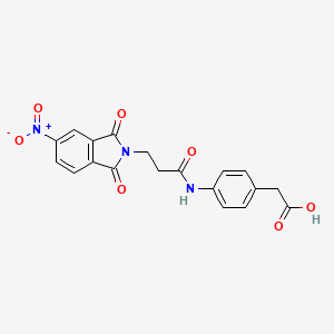 molecular formula C19H15N3O7 B3505080 (4-{[3-(5-nitro-1,3-dioxo-1,3-dihydro-2H-isoindol-2-yl)propanoyl]amino}phenyl)acetic acid 