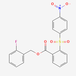 molecular formula C20H14FNO6S B3505140 2-fluorobenzyl 2-[(4-nitrophenyl)sulfonyl]benzoate 