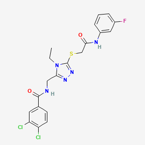 molecular formula C20H18Cl2FN5O2S B3505175 3,4-dichloro-N-{[4-ethyl-5-({2-[(3-fluorophenyl)amino]-2-oxoethyl}thio)-4H-1,2,4-triazol-3-yl]methyl}benzamide 