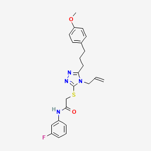 molecular formula C23H25FN4O2S B3505193 2-({4-allyl-5-[3-(4-methoxyphenyl)propyl]-4H-1,2,4-triazol-3-yl}thio)-N-(3-fluorophenyl)acetamide 