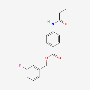 molecular formula C17H16FNO3 B3505195 3-fluorobenzyl 4-(propionylamino)benzoate 