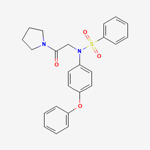 molecular formula C24H24N2O4S B3505211 N-[2-oxo-2-(1-pyrrolidinyl)ethyl]-N-(4-phenoxyphenyl)benzenesulfonamide 