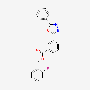 molecular formula C22H15FN2O3 B3505224 2-fluorobenzyl 3-(5-phenyl-1,3,4-oxadiazol-2-yl)benzoate 
