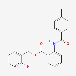 molecular formula C22H18FNO3 B3505237 2-fluorobenzyl 2-[(4-methylbenzoyl)amino]benzoate 