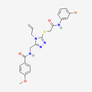molecular formula C22H22BrN5O3S B3505267 N-{[4-allyl-5-({2-[(3-bromophenyl)amino]-2-oxoethyl}thio)-4H-1,2,4-triazol-3-yl]methyl}-4-methoxybenzamide 