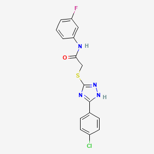 molecular formula C16H12ClFN4OS B3505282 2-{[5-(4-chlorophenyl)-4H-1,2,4-triazol-3-yl]thio}-N-(3-fluorophenyl)acetamide 