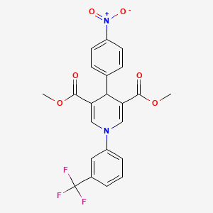 molecular formula C22H17F3N2O6 B3505294 dimethyl 4-(4-nitrophenyl)-1-[3-(trifluoromethyl)phenyl]-1,4-dihydro-3,5-pyridinedicarboxylate 