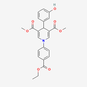 molecular formula C24H23NO7 B3505302 dimethyl 1-[4-(ethoxycarbonyl)phenyl]-4-(3-hydroxyphenyl)-1,4-dihydro-3,5-pyridinedicarboxylate 