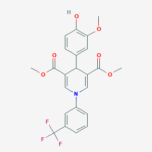 molecular formula C23H20F3NO6 B3505309 dimethyl 4-(4-hydroxy-3-methoxyphenyl)-1-[3-(trifluoromethyl)phenyl]-1,4-dihydro-3,5-pyridinedicarboxylate 