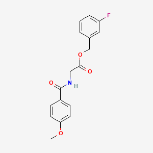 molecular formula C17H16FNO4 B3505315 3-fluorobenzyl N-(4-methoxybenzoyl)glycinate 