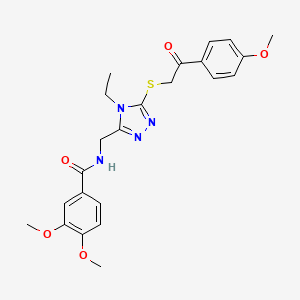 molecular formula C23H26N4O5S B3505346 N-[(4-ethyl-5-{[2-(4-methoxyphenyl)-2-oxoethyl]thio}-4H-1,2,4-triazol-3-yl)methyl]-3,4-dimethoxybenzamide 