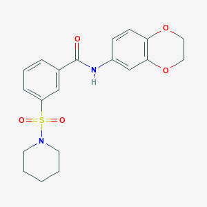 molecular formula C20H22N2O5S B3505383 N-(2,3-dihydro-1,4-benzodioxin-6-yl)-3-(1-piperidinylsulfonyl)benzamide 