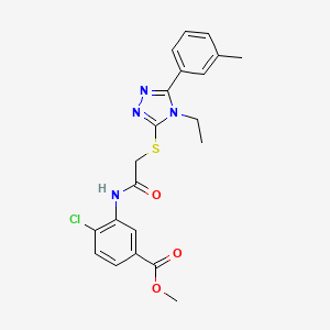 molecular formula C21H21ClN4O3S B3505413 methyl 4-chloro-3-[({[4-ethyl-5-(3-methylphenyl)-4H-1,2,4-triazol-3-yl]thio}acetyl)amino]benzoate 
