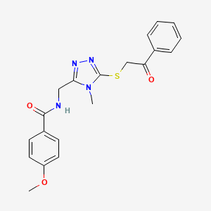 molecular formula C20H20N4O3S B3505420 4-methoxy-N-({4-methyl-5-[(2-oxo-2-phenylethyl)thio]-4H-1,2,4-triazol-3-yl}methyl)benzamide 