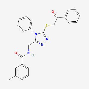 molecular formula C25H22N4O2S B3505451 3-methyl-N-({5-[(2-oxo-2-phenylethyl)thio]-4-phenyl-4H-1,2,4-triazol-3-yl}methyl)benzamide 