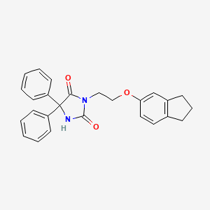 molecular formula C26H24N2O3 B3505456 3-[2-(2,3-dihydro-1H-inden-5-yloxy)ethyl]-5,5-diphenyl-2,4-imidazolidinedione 