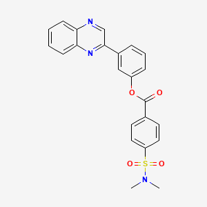 molecular formula C23H19N3O4S B3505465 3-(2-quinoxalinyl)phenyl 4-[(dimethylamino)sulfonyl]benzoate 