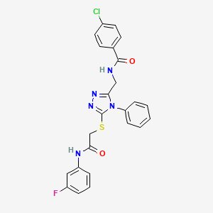 molecular formula C24H19ClFN5O2S B3505484 4-chloro-N-{[5-({2-[(3-fluorophenyl)amino]-2-oxoethyl}thio)-4-phenyl-4H-1,2,4-triazol-3-yl]methyl}benzamide 