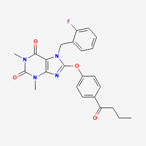 molecular formula C24H23FN4O4 B3505509 8-(4-butyrylphenoxy)-7-(2-fluorobenzyl)-1,3-dimethyl-3,7-dihydro-1H-purine-2,6-dione 
