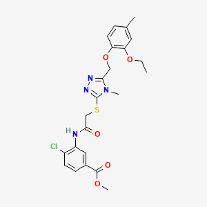 molecular formula C23H25ClN4O5S B3505519 methyl 4-chloro-3-{[({5-[(2-ethoxy-4-methylphenoxy)methyl]-4-methyl-4H-1,2,4-triazol-3-yl}thio)acetyl]amino}benzoate 