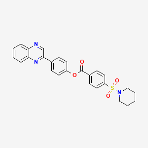 molecular formula C26H23N3O4S B3505565 4-(2-quinoxalinyl)phenyl 4-(1-piperidinylsulfonyl)benzoate 