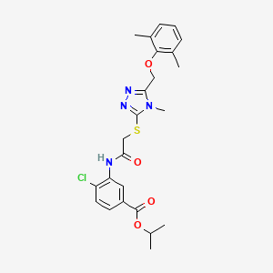 molecular formula C24H27ClN4O4S B3505599 isopropyl 4-chloro-3-{[({5-[(2,6-dimethylphenoxy)methyl]-4-methyl-4H-1,2,4-triazol-3-yl}thio)acetyl]amino}benzoate 