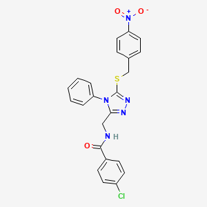 molecular formula C23H18ClN5O3S B3505658 4-chloro-N-({5-[(4-nitrobenzyl)thio]-4-phenyl-4H-1,2,4-triazol-3-yl}methyl)benzamide 
