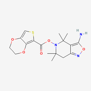 molecular formula C17H21N3O5S B3505714 5-[(2,3-dihydrothieno[3,4-b][1,4]dioxin-5-ylcarbonyl)oxy]-4,4,6,6-tetramethyl-4,5,6,7-tetrahydroisoxazolo[4,3-c]pyridin-3-amine 