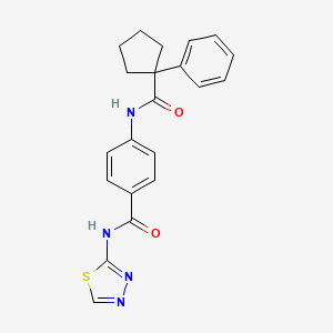 molecular formula C21H20N4O2S B3505715 4-{[(1-phenylcyclopentyl)carbonyl]amino}-N-1,3,4-thiadiazol-2-ylbenzamide 