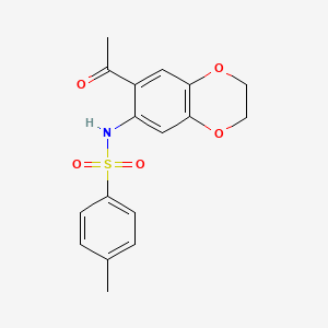 molecular formula C17H17NO5S B3505738 N-(7-acetyl-2,3-dihydro-1,4-benzodioxin-6-yl)-4-methylbenzenesulfonamide 