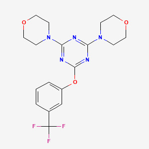 molecular formula C18H20F3N5O3 B3505739 2,4-di-4-morpholinyl-6-[3-(trifluoromethyl)phenoxy]-1,3,5-triazine 