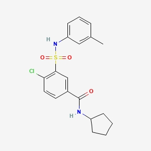 molecular formula C19H21ClN2O3S B3505788 4-chloro-N-cyclopentyl-3-{[(3-methylphenyl)amino]sulfonyl}benzamide 