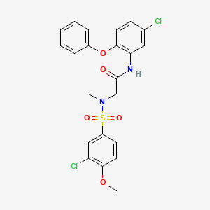 molecular formula C22H20Cl2N2O5S B3505802 N~2~-[(3-chloro-4-methoxyphenyl)sulfonyl]-N~1~-(5-chloro-2-phenoxyphenyl)-N~2~-methylglycinamide 