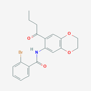 molecular formula C19H18BrNO4 B3505816 2-bromo-N-(7-butyryl-2,3-dihydro-1,4-benzodioxin-6-yl)benzamide 