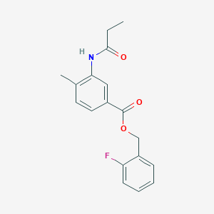 molecular formula C18H18FNO3 B3505819 2-fluorobenzyl 4-methyl-3-(propionylamino)benzoate 