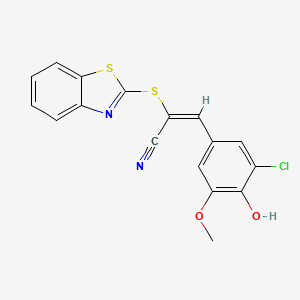 molecular formula C17H11ClN2O2S2 B3505849 2-(1,3-benzothiazol-2-ylthio)-3-(3-chloro-4-hydroxy-5-methoxyphenyl)acrylonitrile 
