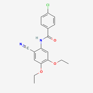 molecular formula C18H17ClN2O3 B3505890 4-chloro-N-(2-cyano-4,5-diethoxyphenyl)benzamide 